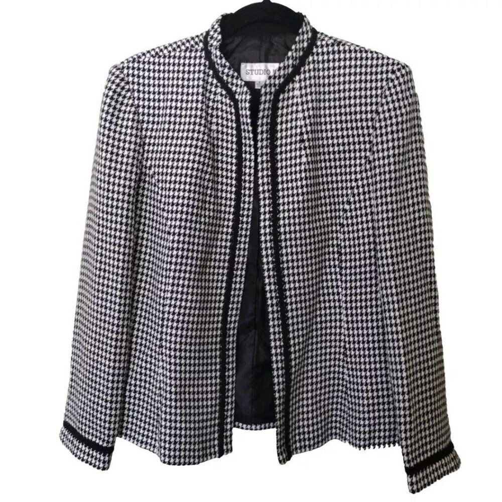 Women's Checkered Blazer Formal Black White Career Office Women’s Size 8